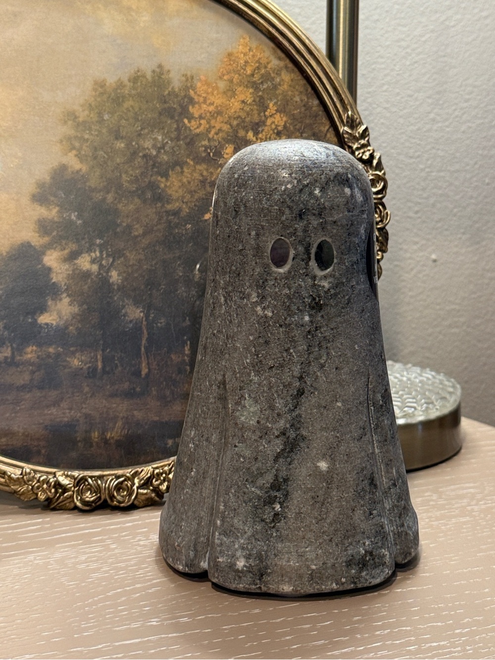 Home Goods Genuine Marble Ghost Figurine - White with Gray Veining Fall Decor